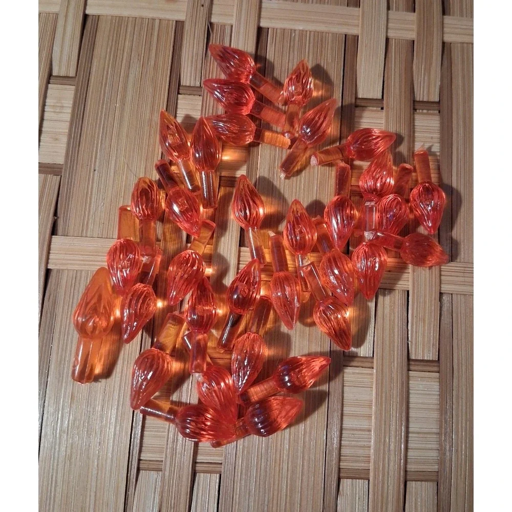 Vintage Lot of 33 Orange Flame Christmas Light Covers 7/8